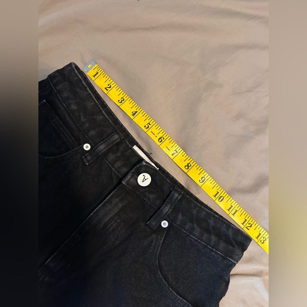 Abrand Venice Short High Rise Fringe Hem Black Wash Size 24 Grunge - Picture 11 of 14